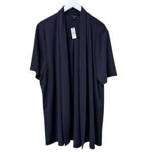 TALBOTS Slinky Cardigan Plus Size 2X Navy Blue Open Front Stretch Jersey NWT